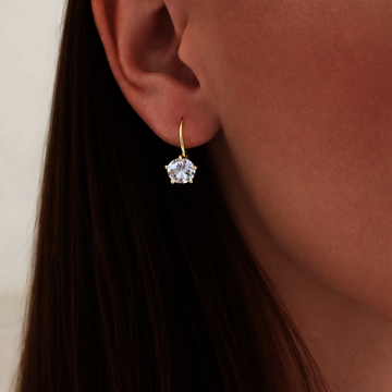 Stříbrné pozlacené náušnice zirkony na klapku